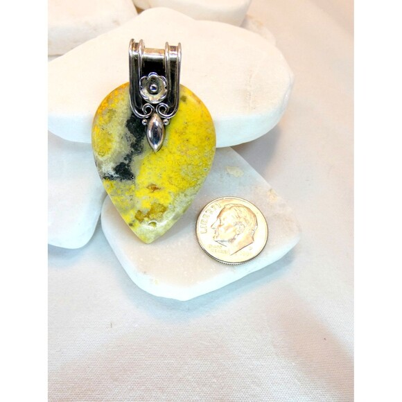 Natural Bumble Bee Jasper Sterling Silver Pendant Handmade - Picture 6 of 6